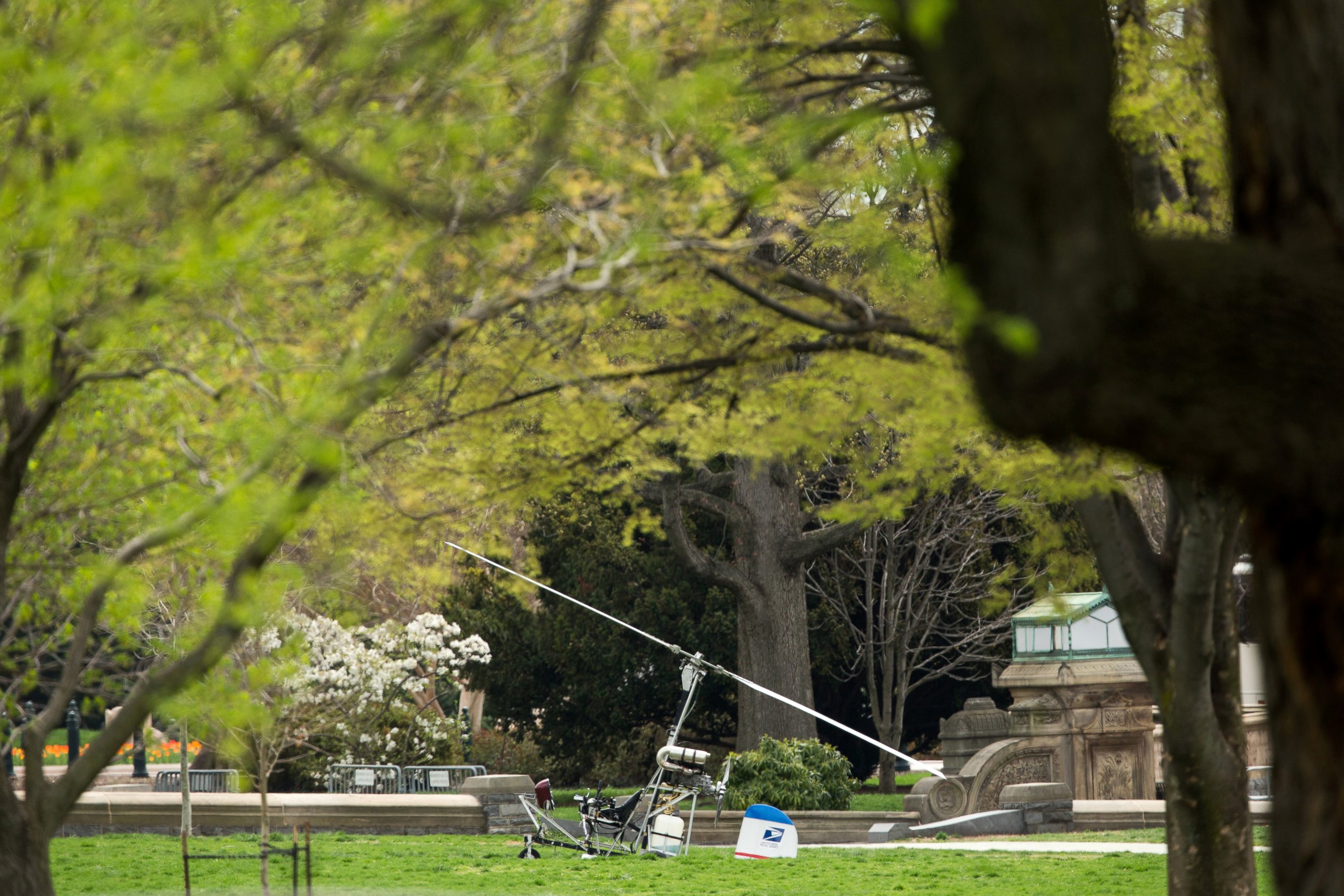 PHOTO: A small helicopter sits on the West Lawn of the Capitol in Washington, April 15, 2015. 