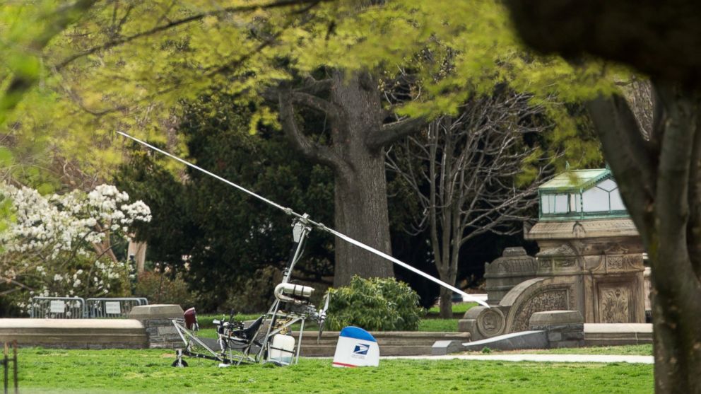 PHOTO: A small helicopter sits on the West Lawn of the Capitol in Washington, April 15, 2015. 