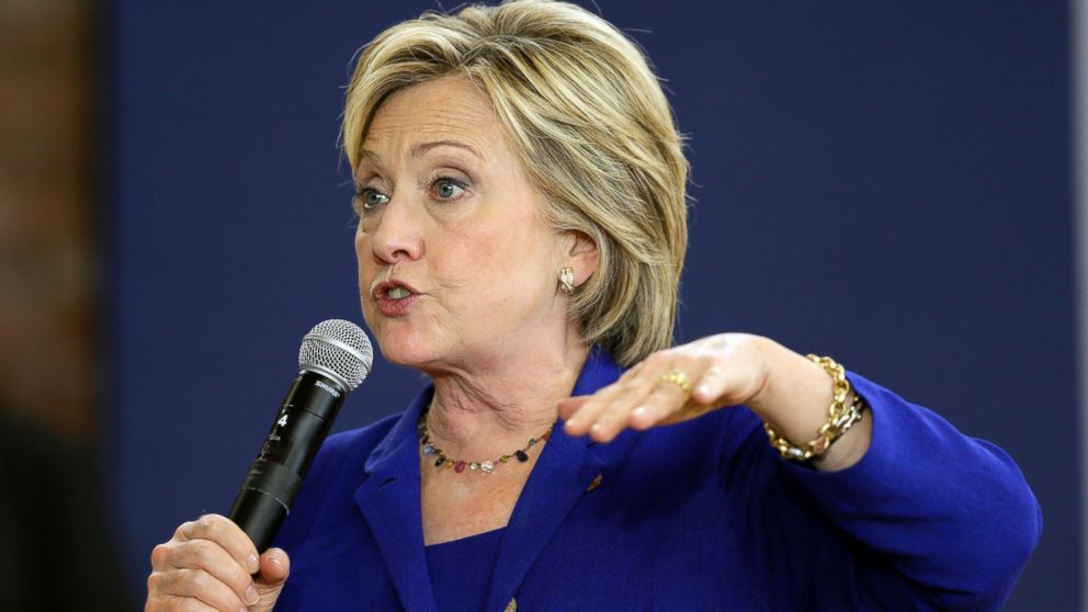 Democratic presidential candidate Hillary Rodham Clinton speaks during a community forum on healthcare, Sept. 22, 2015, at Moulton Elementary School in Des Moines, Iowa.