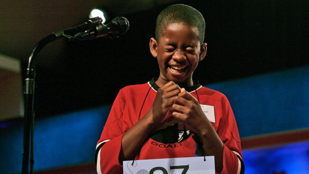 PHOTO: Kennyi Aouad, 11, of Terre Haute, Ind., bursts into laughter when asked to spell the word, "Sardoodledom," in round three of the 2007 Scripps National Spelling Bee in Washington, May 30, 2007.