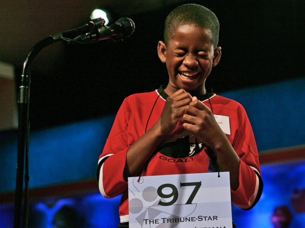PHOTO: Kennyi Aouad, 11, of Terre Haute, Ind., bursts into laughter when asked to spell the word, Sardoodledom, in round three of the 2007 Scripps National Spelling Bee in Washington, May 30, 2007.