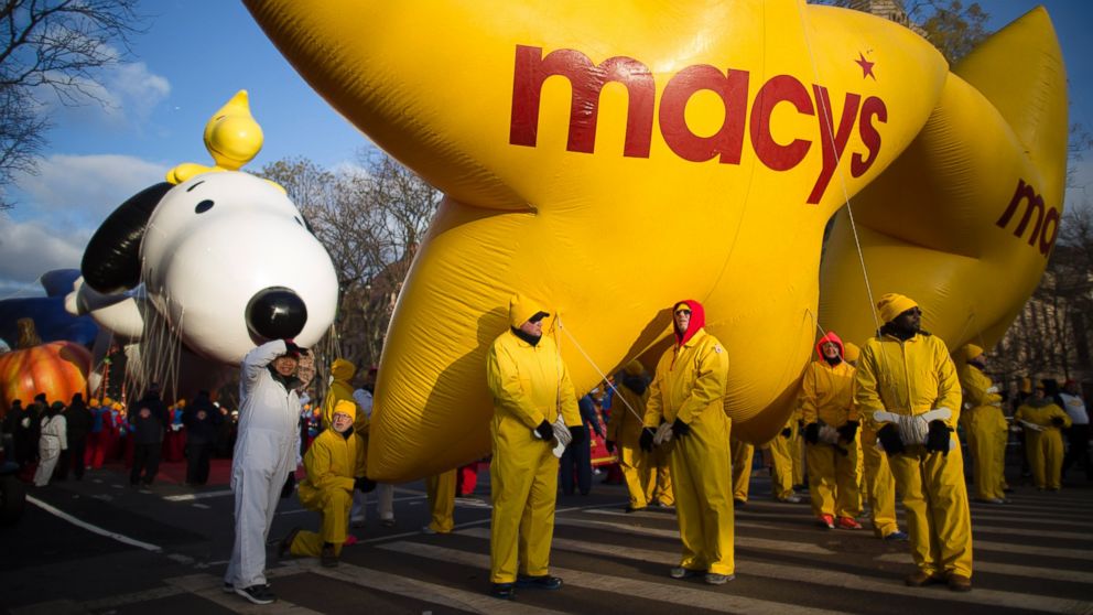 Balloon handlers wait before the 87th Annual Macy's Thanksgiving Day Parade on Nov. 28, 2013, in New York.
