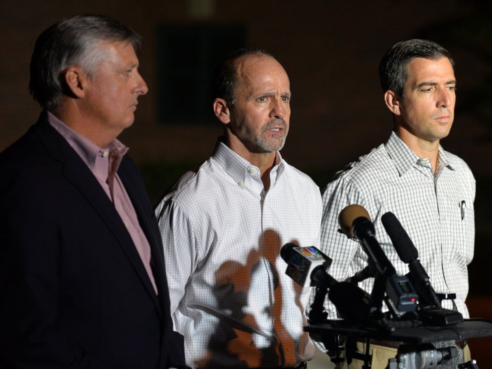 PHOTO: Executives from TOTE, Inc. hold a press conference about about the missing cargo ship El Faro outside the Seafarers International Union hall in Jacksonville, Fla., Oct. 4, 2015.