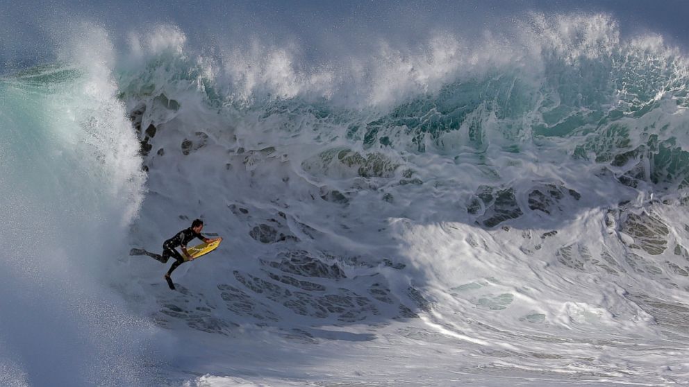 See What It S Like To Surf The Wedge California S Monster Waves Abc News