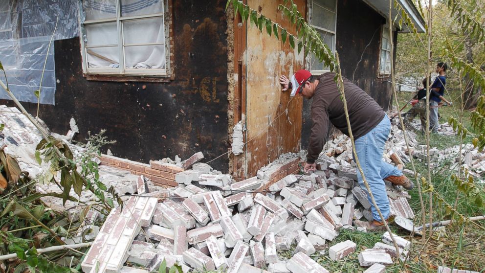 PHOTO: This Nov. 6, 2011 file photo shows earthquake damage in Sparks, Okla. on after two earthquakes hit the area in less than 24 hours.