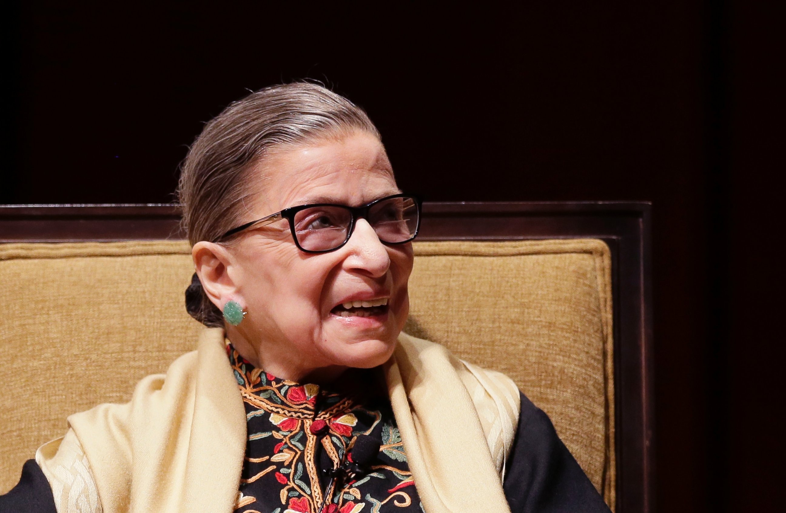 PHOTO: Court Justice Ruth Bader Ginsburg is interviewed at the University of Michigan in Ann Arbor, Mich., Feb. 6, 2015. 