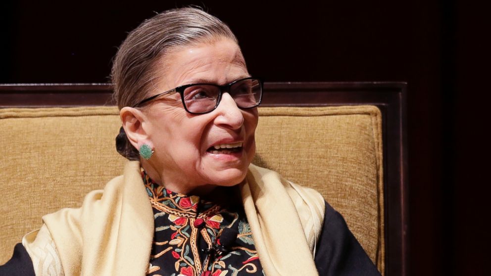 Court Justice Ruth Bader Ginsburg is interviewed at the University of Michigan in Ann Arbor, Mich., Feb. 6, 2015. 