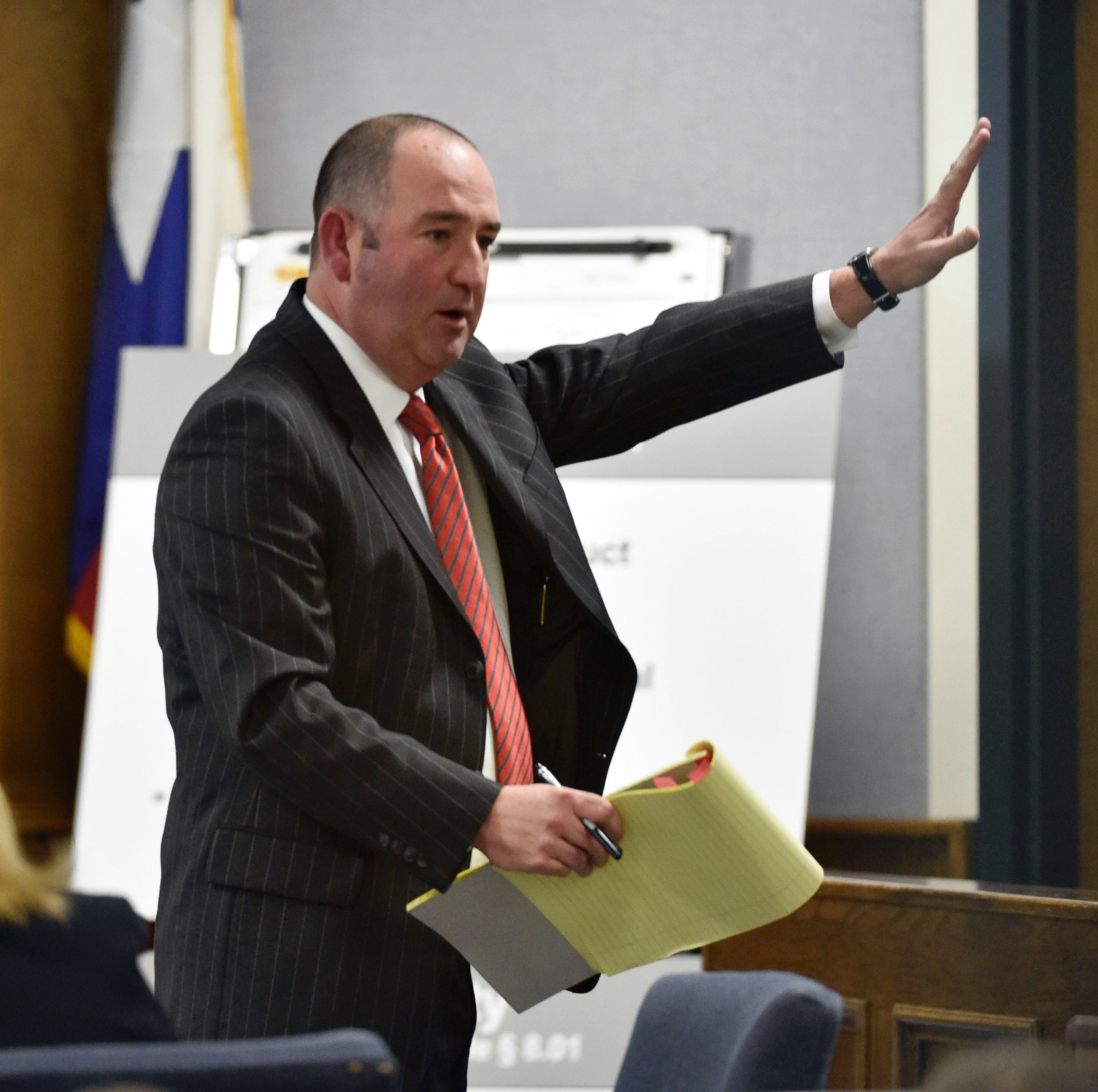 PHOTO: Defense attorney R. Shay Isham speaks to the jury during closing arguments in the capital murder trial of former Marine Cpl. Eddie Ray Routh in Stephenville, Texas on Feb. 24, 2015.