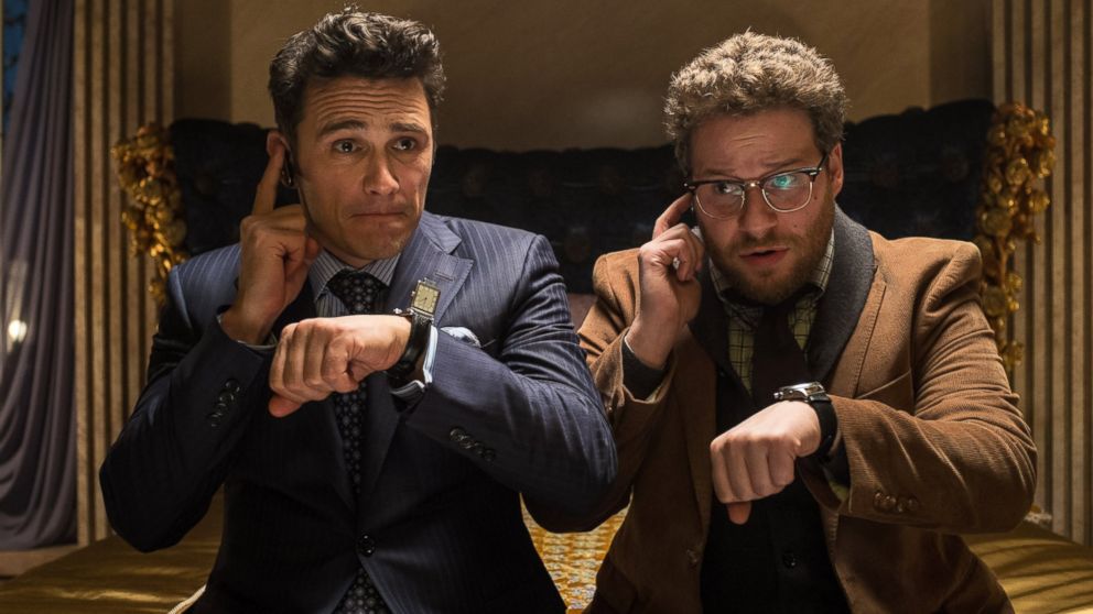 This image released by Columbia Pictures shows James Franco and Seth Rogen in "The Interview." The comedy is set for release in 2014 on Christmas Day.