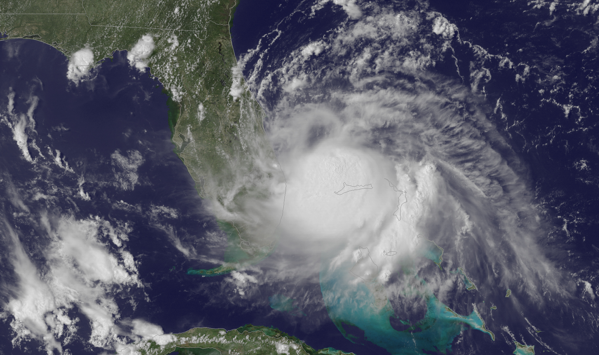 PHOTO: This July 1, 2014, satellite image released by the National Oceanic and Atmospheric Administration (NOAA), shows the center of Tropical Storm Arthur off the east coast of Florida. 