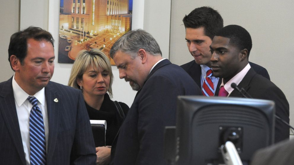 PHOTO: The defense gatherers after the jury was read the charges against Brandon Vandenburg and Cory Batey on  Jan. 27, 2015 in Nashville, Tenn. 
