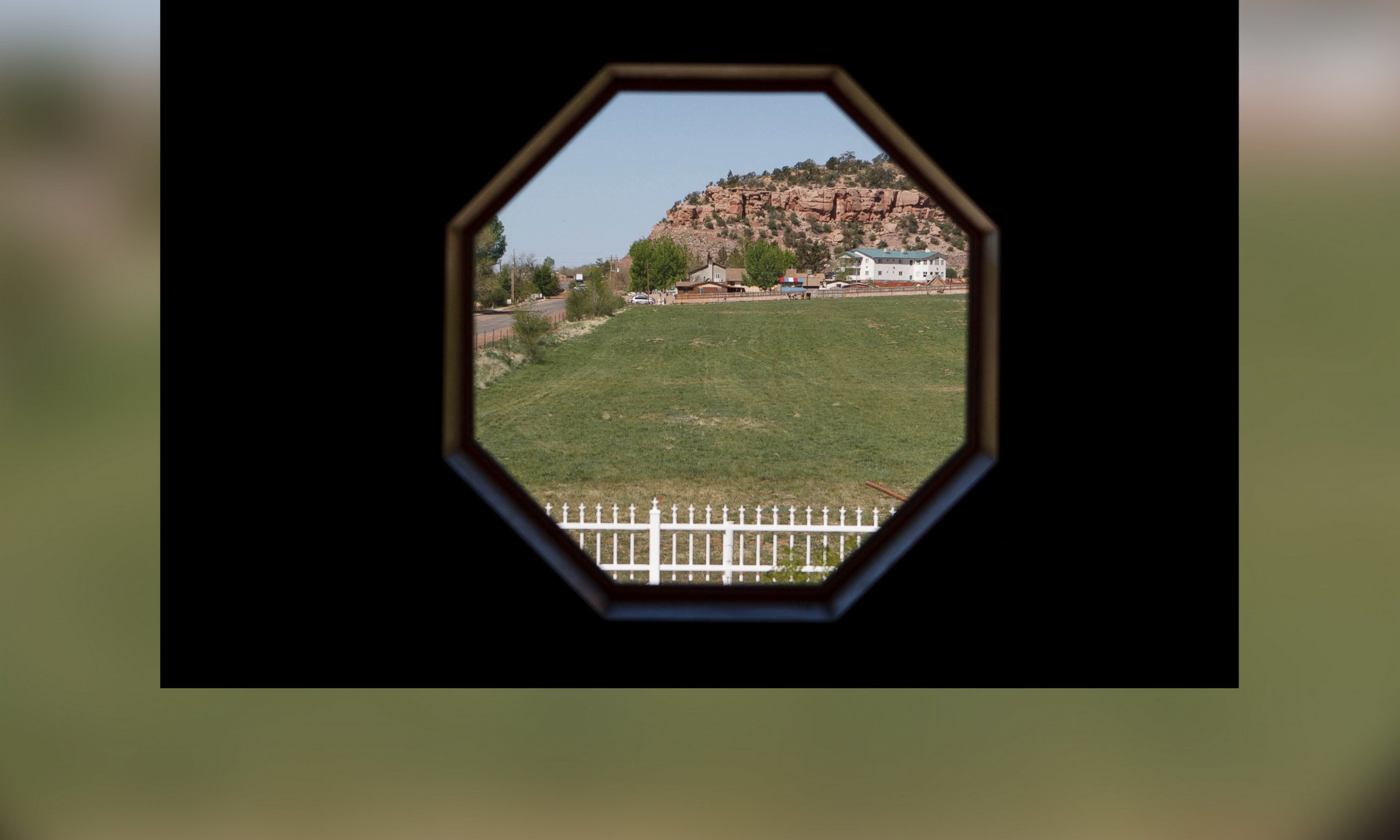 PHOTO: In this April 26, 2013 photo, the view is seen outside a window of a home intended for the family of Warren Jeffs in Hildale, Utah.