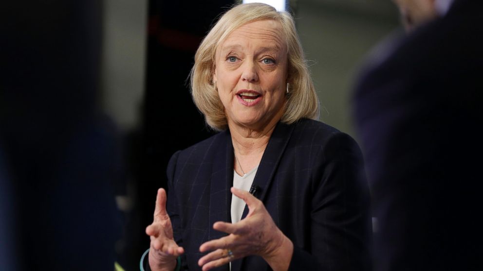 PHOTO: Hewlett Packard Enterprise President and Chief Executive Officer Meg Whitman is interviewed on the floor of the New York Stock Exchange, Monday, Nov. 2, 2015.