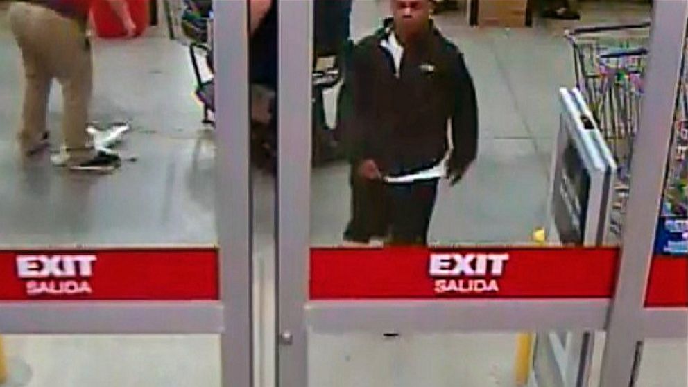 This image from surveillance video shows a person that authorities say is a suspect in the beating death of an 88-year-old World War II veteran in Spokane, Wash., Aug. 21, 2013.