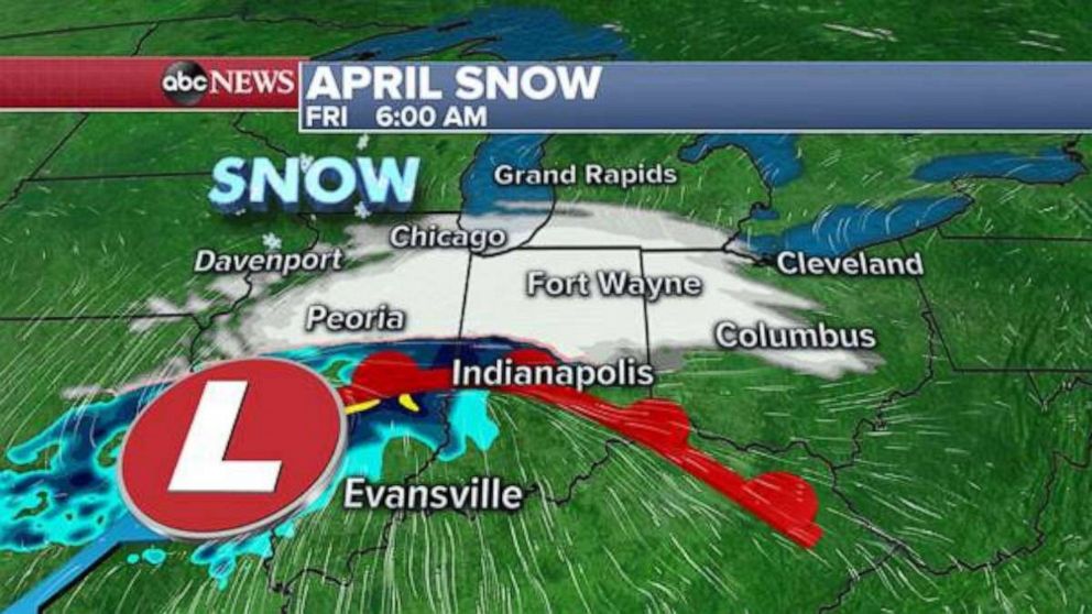 PHOTO: Snow will move into the Midwest on Friday morning.