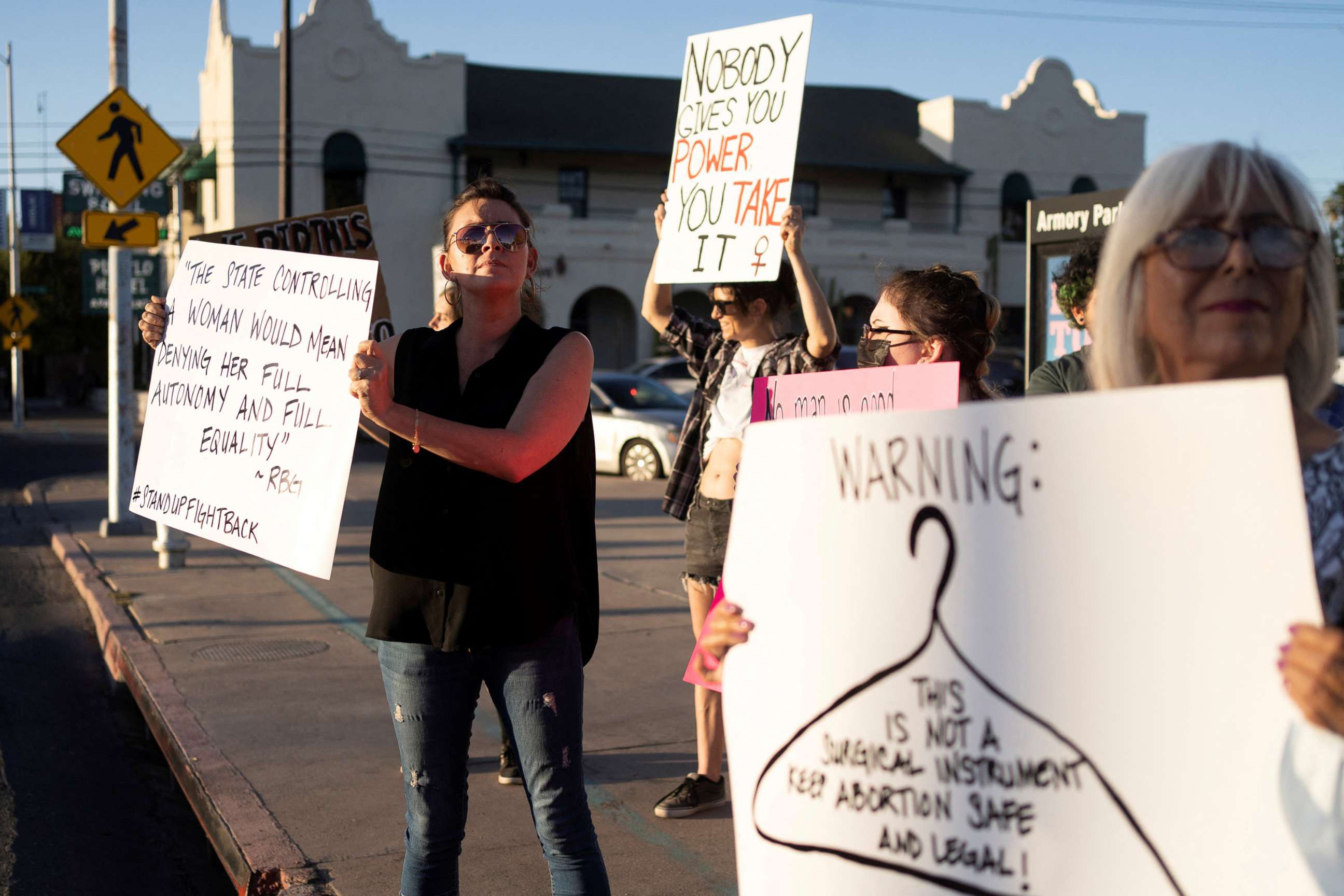 PHOTO: Abortion rights advocates march through downtown Tucson, Ariz., May 14, 2022.