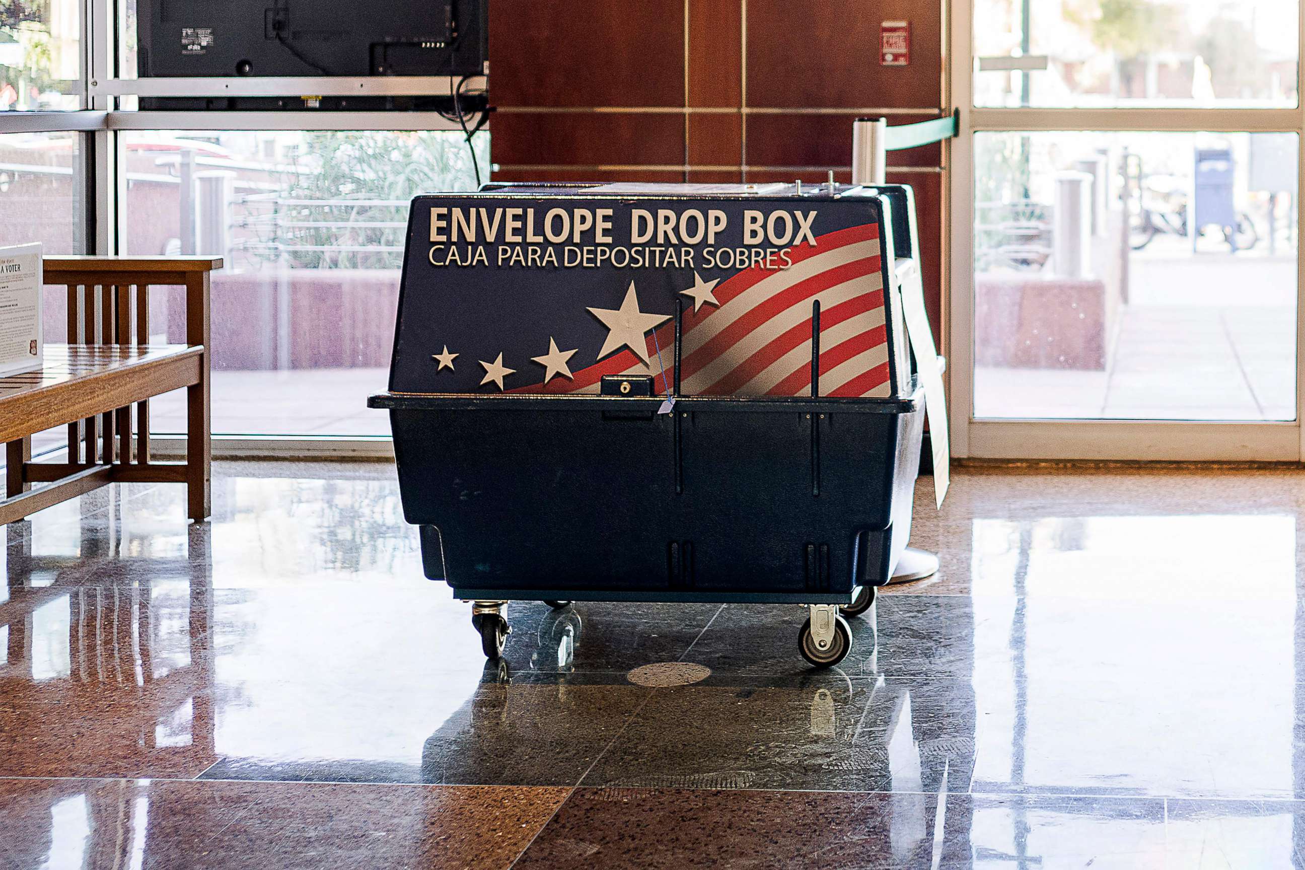PHOTO: A dropbox is pictured ahead of the midterm elections at the City Hall in Mesa, Arizona, on October 25, 2022.