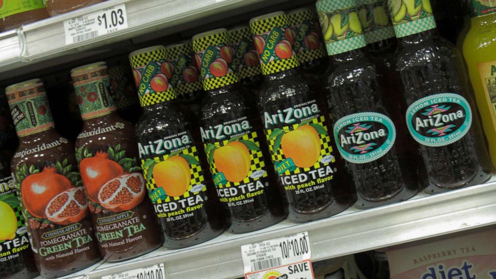 PHOTO: In this file photo, bottles of drinks are shown for sale in a grocery store.