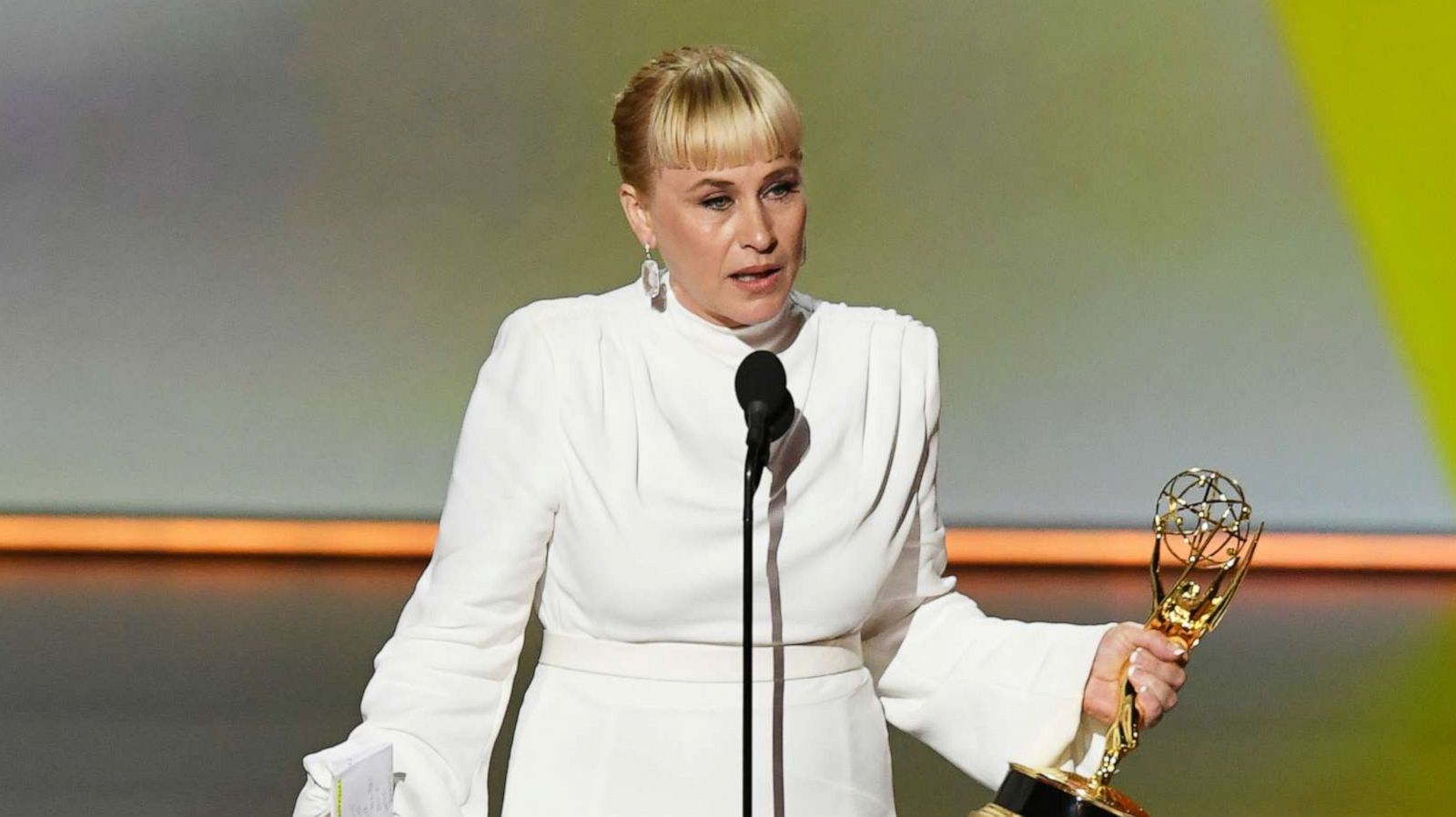 PHOTO: Patricia Arquette accepts the Outstanding Supporting Actress in a Limited Series or Movie award for 'The Act' onstage during the 71st Emmy Awards at Microsoft Theater on September 22, 2019 in Los Angeles, California.