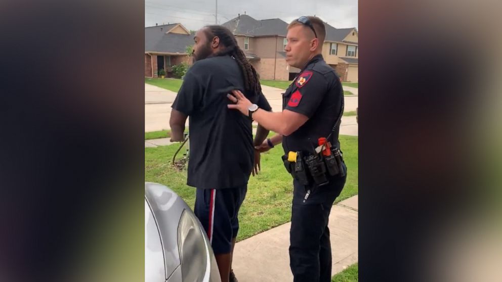 PHOTO: A viral video taken on May 8, 2019, shows a Harris County, Texas, Precinct constable deputy attempting to arrest Clarence Evans outside his Houston home after mistaking him for a fugitive wanted in Louisiana. 