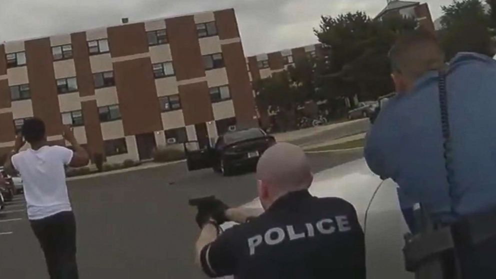 PHOTO: Police released body camera videos showing a traffic stop during which two college students were taken into custody at gunpoint in Glassboro, N.J., Oct. 1, 2018.