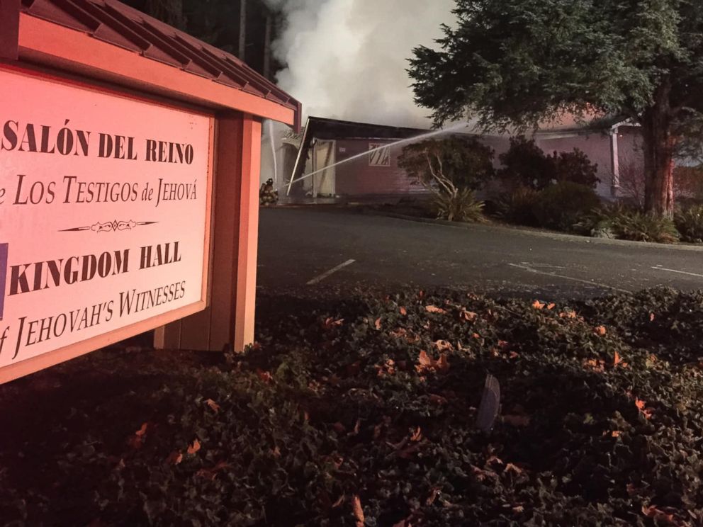 PHOTO: An arson completely destroyed the Kingdom Hall of Jehovahs Witnesses in Lacey, Washington, Dec. 7, 2018.