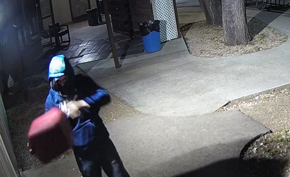 PHOTO: Police released images of a suspect appearing to attempt arson at the North Austin Muslim Center on April 23, 2019, in Austin, Texas, captured on security video.