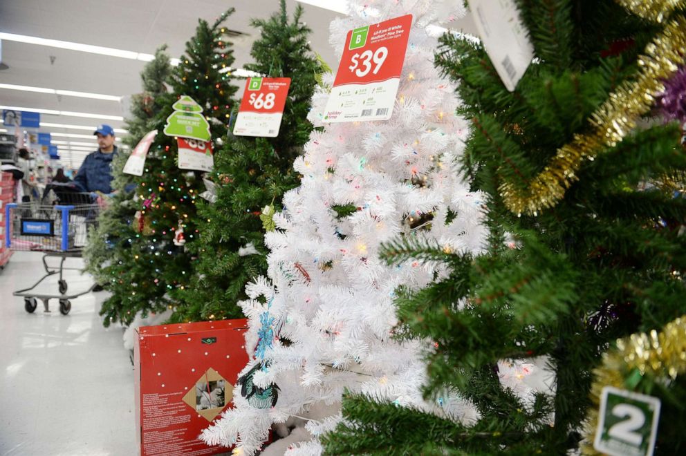 PHOTO: Artifical Christmas trees are for sale at a Walmart in the Crenshaw district of Los Angeles on Black Friday, Nov. 29, 2013.