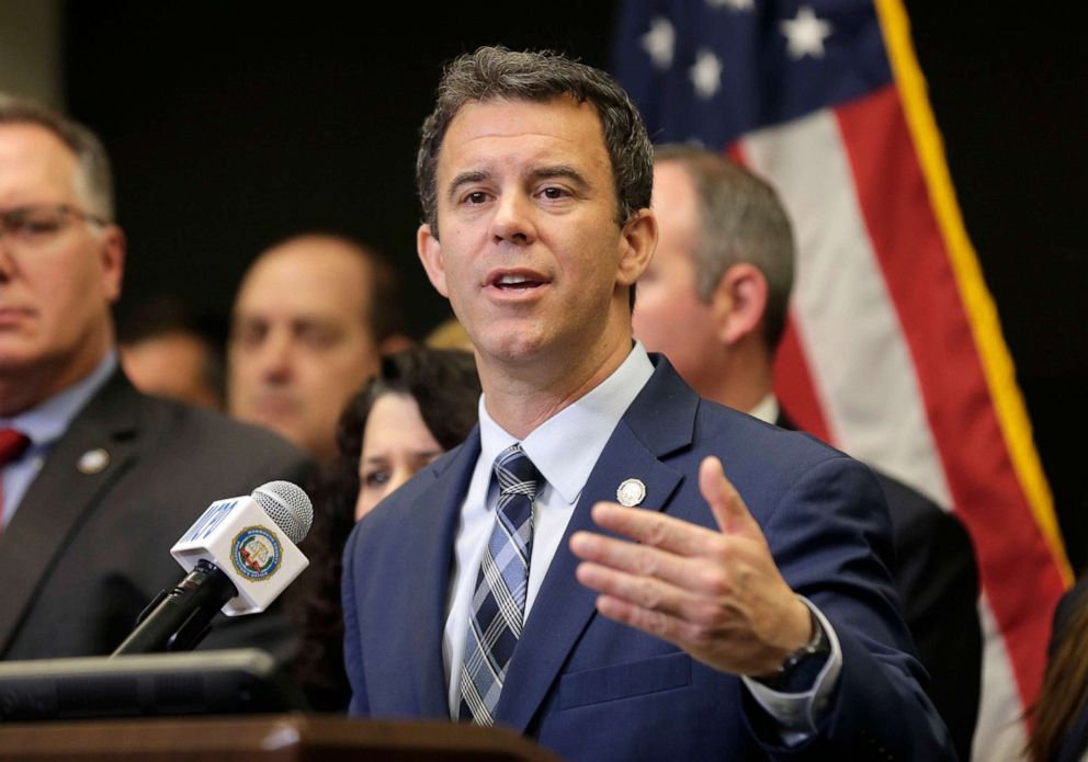 PHOTO: In this Nov. 29, 2018, file photo, Monmouth County Prosecutor Christopher Gramiccioni speaks during a news conference in Freehold, N.J.