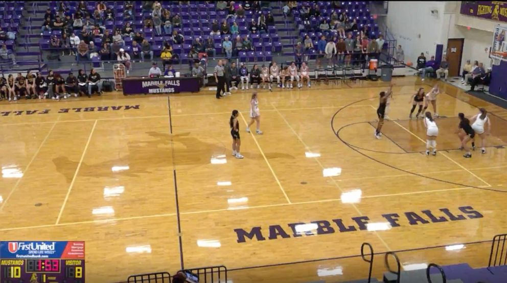 PHOTO: Several spectators in the Marble Falls High School student section were captured on video shouting monkey noises as Asia Prudhomme was shooting free throws.