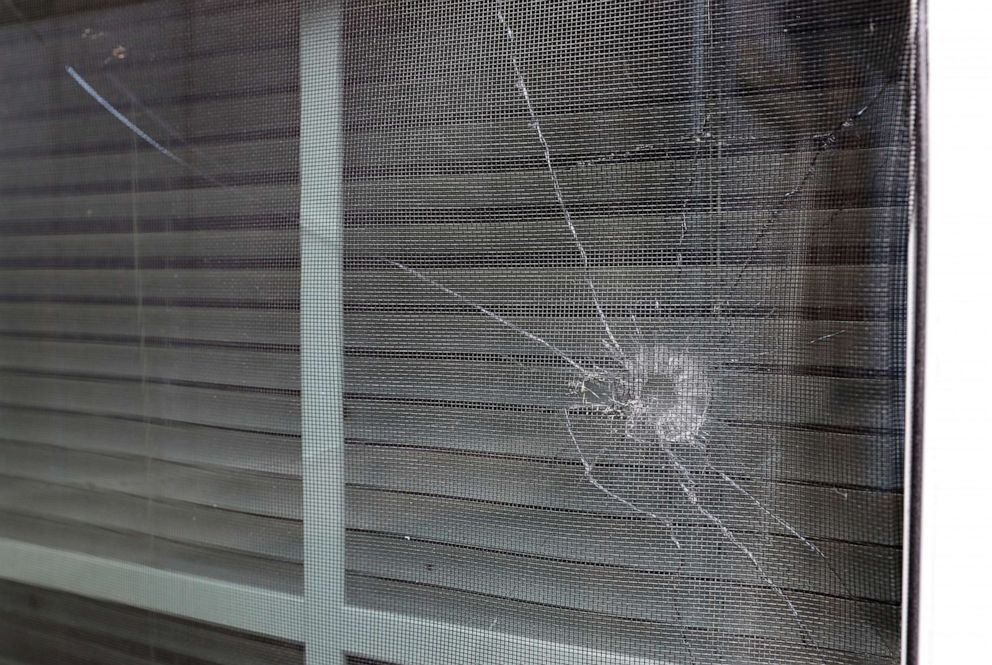 PHOTO: A bullet hole is seen in the rear window of Atatiana Jefferson's home in Fort Worth, Texas, Oct. 15, 2019.