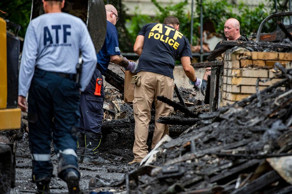 PHOTO: In this June 29, 2021, file photo, various law enforcement agencies were on the scene at a duplex in Raytown, Mo., to investigate the cause of an explosion that killed one person and injured several others.