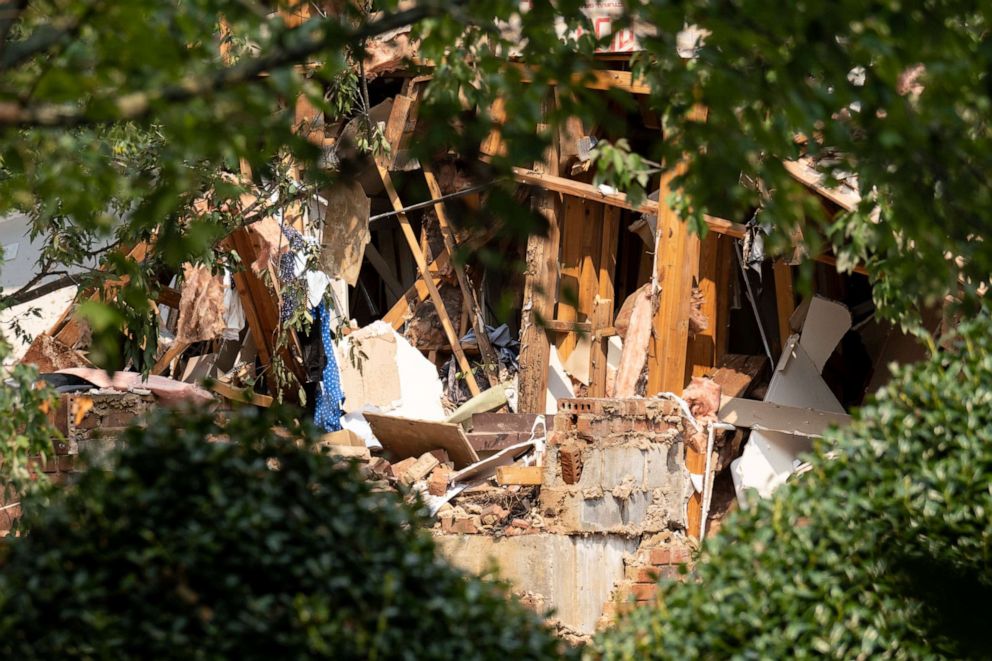 PHOTO: Damage to an apartment building is seen following an explosion, Sept. 12, 2021, in Dunwoody, Ga., just outside of Atlanta.