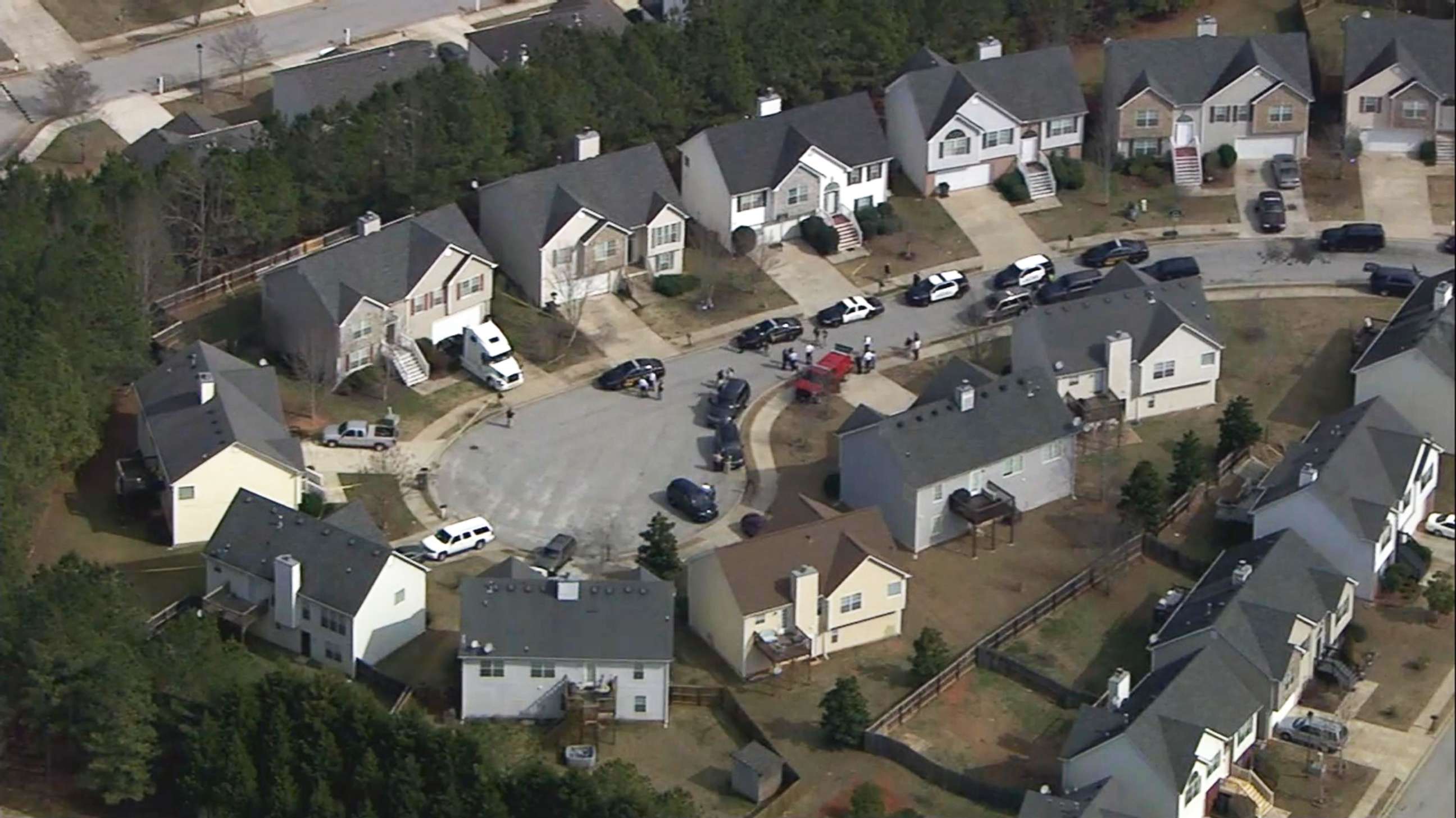 PHOTO: This image from video shows police activity at the scene of a shooting in Locust Grove, Ga., on Feb. 9, 2018. 
