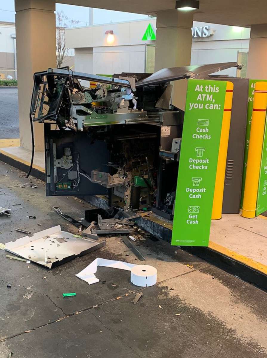 PHOTO: A photo posted to Facebook by the Hillsborough County Sheriff's Office shows an ATM damaged by an explosion at a bank in Valrico, Fla., between Jan. 11 and Jan. 12.