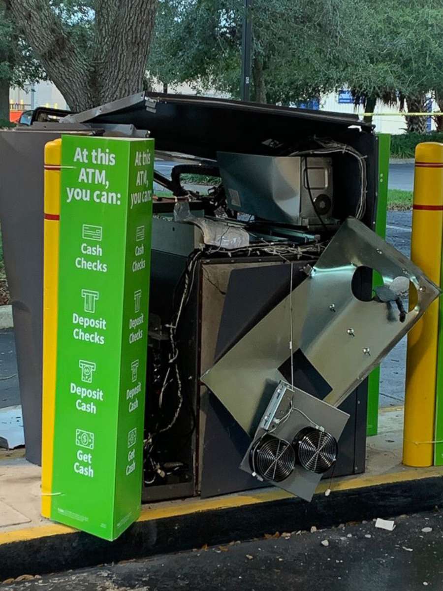 PHOTO: A photo posted to Facebook by the Hillsborough County Sheriff's Office shows an ATM damaged by an explosion at a bank in Valrico, Fla., between Jan. 11 and Jan. 12.