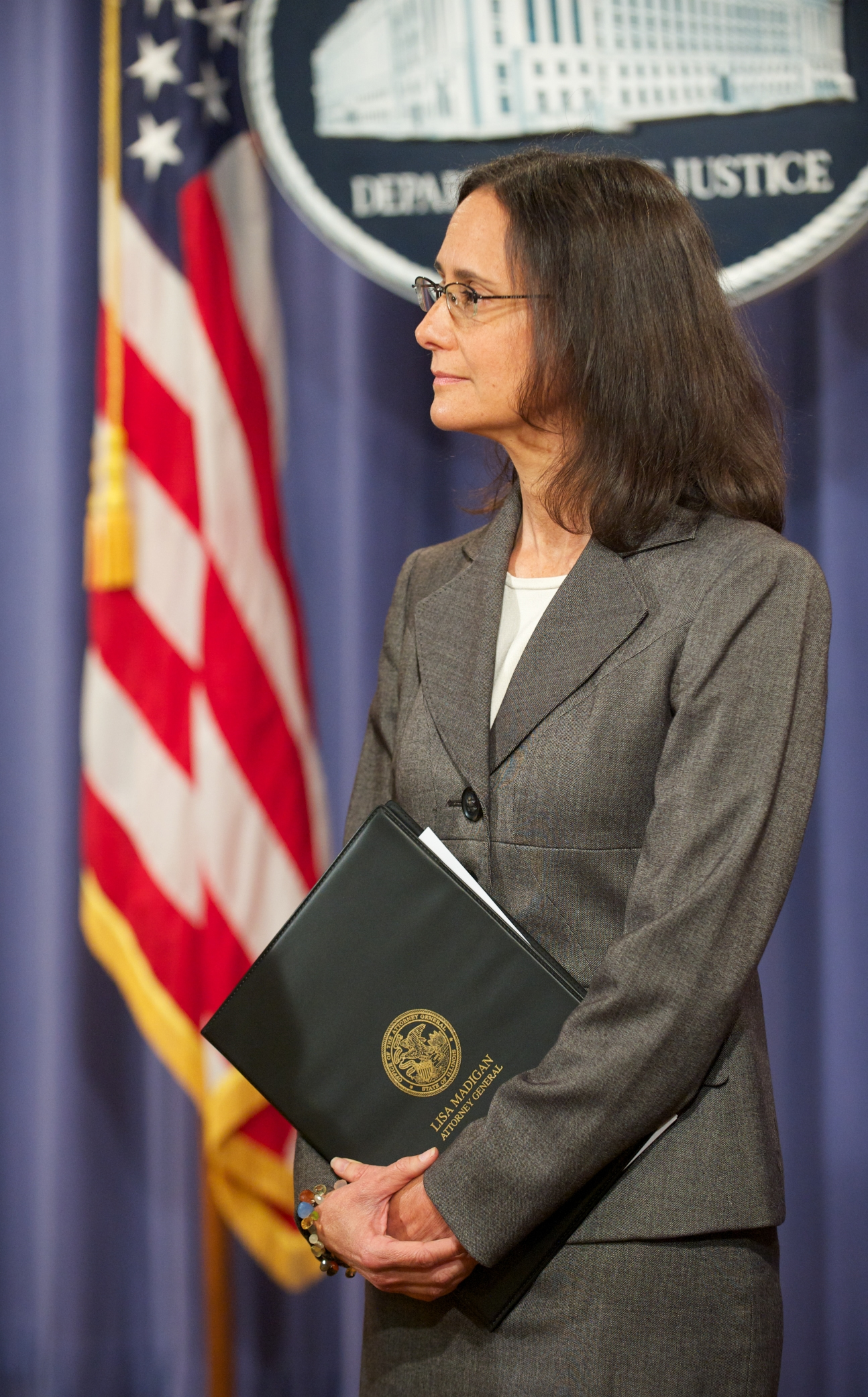 PHOTO: Illinois Attorney General Lisa Madigan attends a press conference at the Department of Justice in Washington, June 13, 2012.