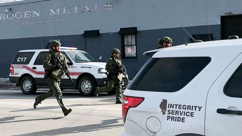  Police in Illinois respond to calls of an active shooter in Aurora.
					