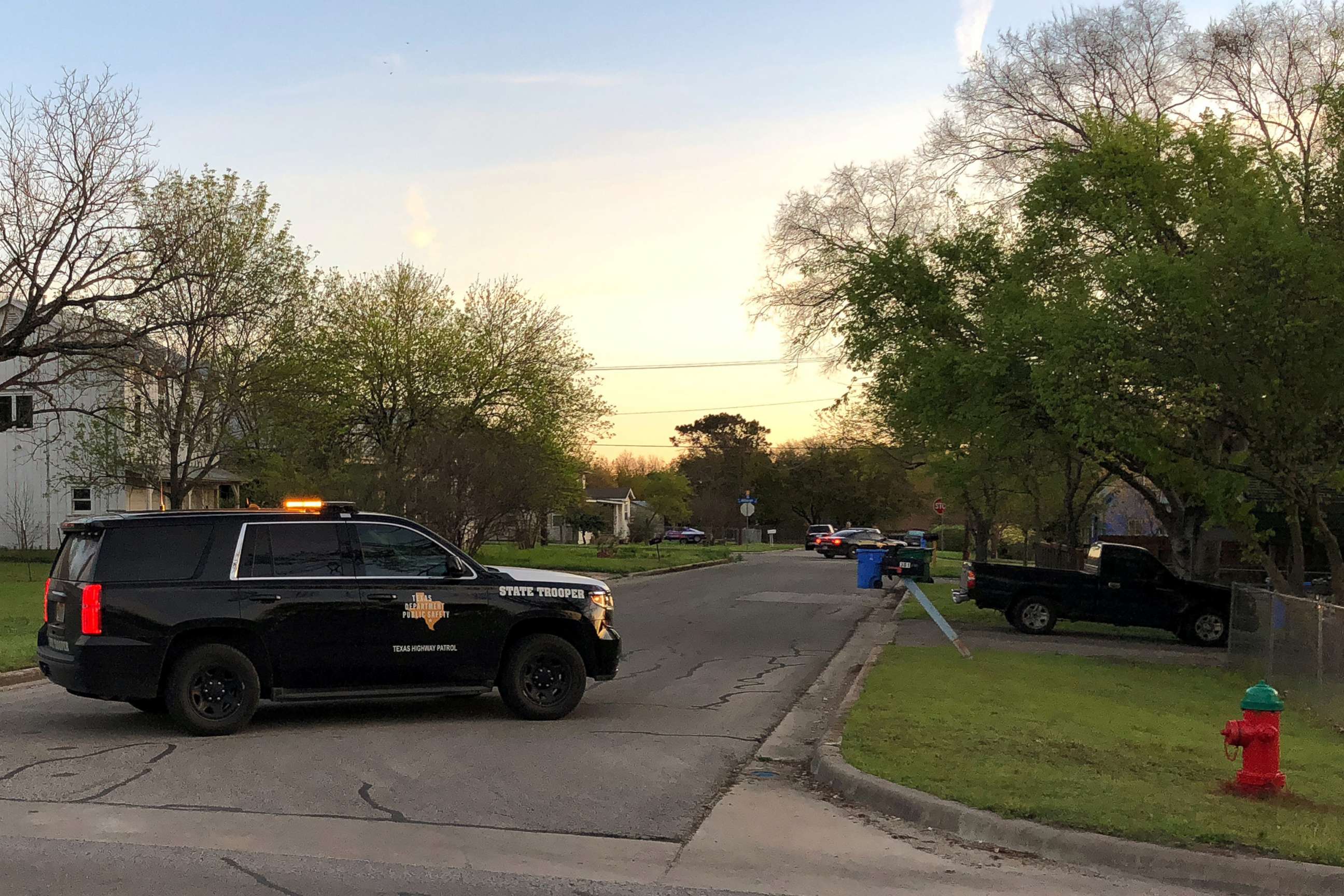 PHOTO: A Texas Department of Public Safety vehicle blocks a street into the neighborhood where the Austin bomb suspect may lived in Pfluggerville, Texas, March 21, 2018.