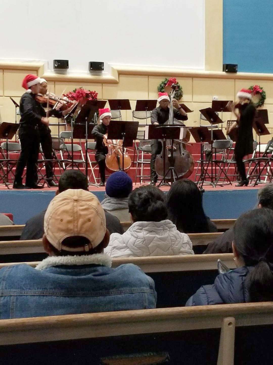 PHOTO: Shown here is Austin explosion victim Draylen Mason, third from left, performing on the bass during a concert.  