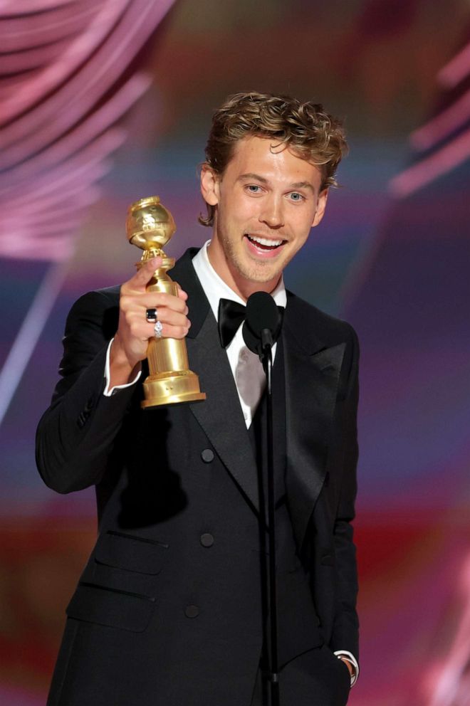 PHOTO: Austin Butler accepts the Best Actor in a Motion Picture Drama award for "Elvis" onstage at the 80th Annual Golden Globe Awards, on Jan. 10, 2023, in Beverly Hills, Calif.