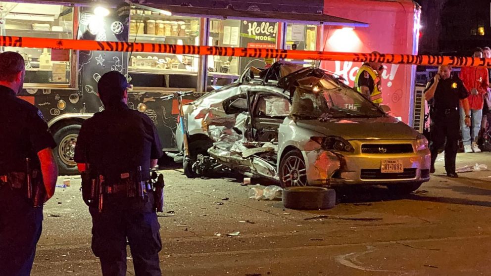 PHOTO: At least 11 people were injured in a car crash in Austin, Texas, on Friday, April 8, 2022.