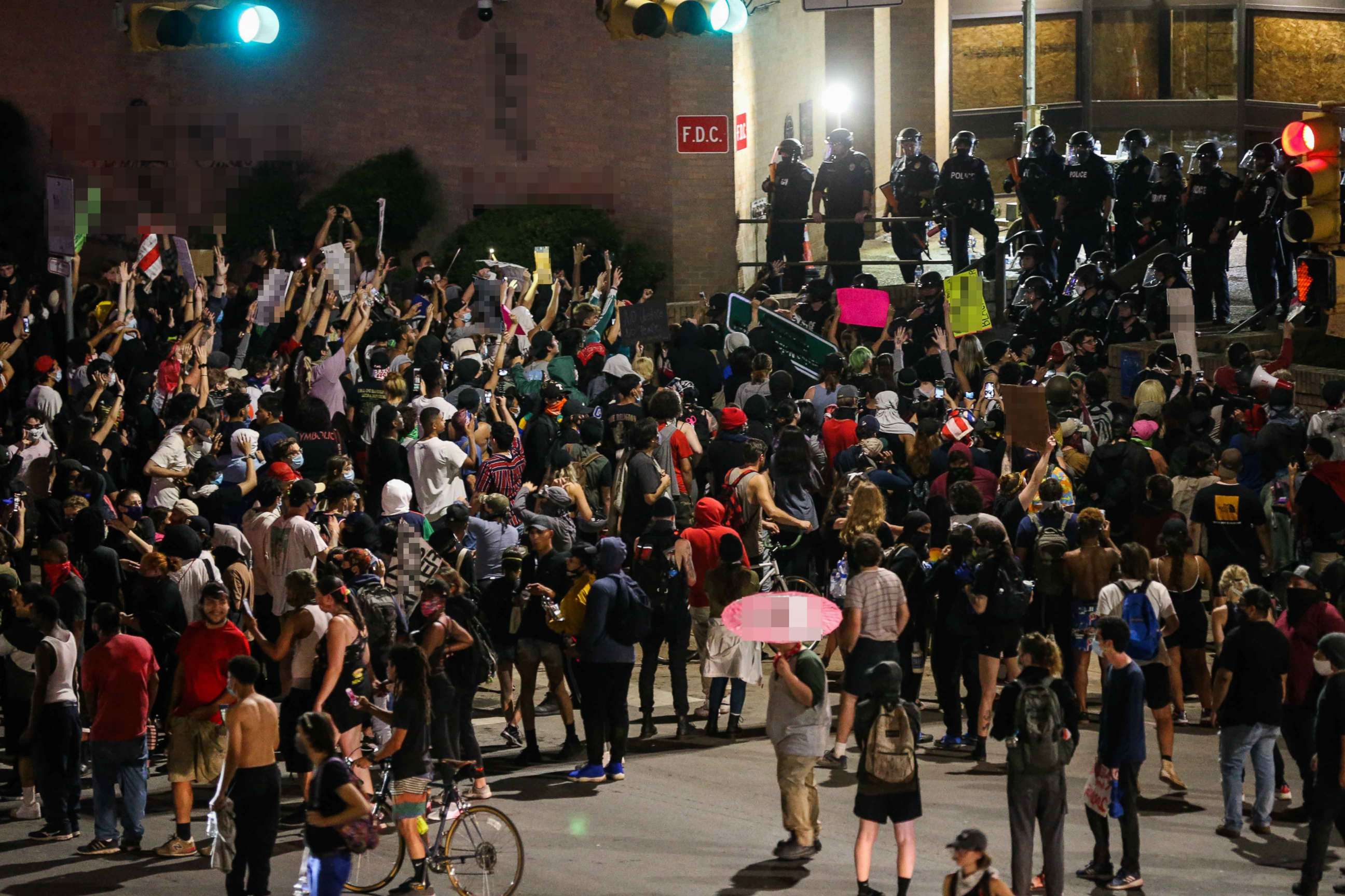 PHOTO: In this May 31, 2020, file photo, protestors arrive to the Austin Police Department headquarters from the Texas State Capitol in Austin, Texas.