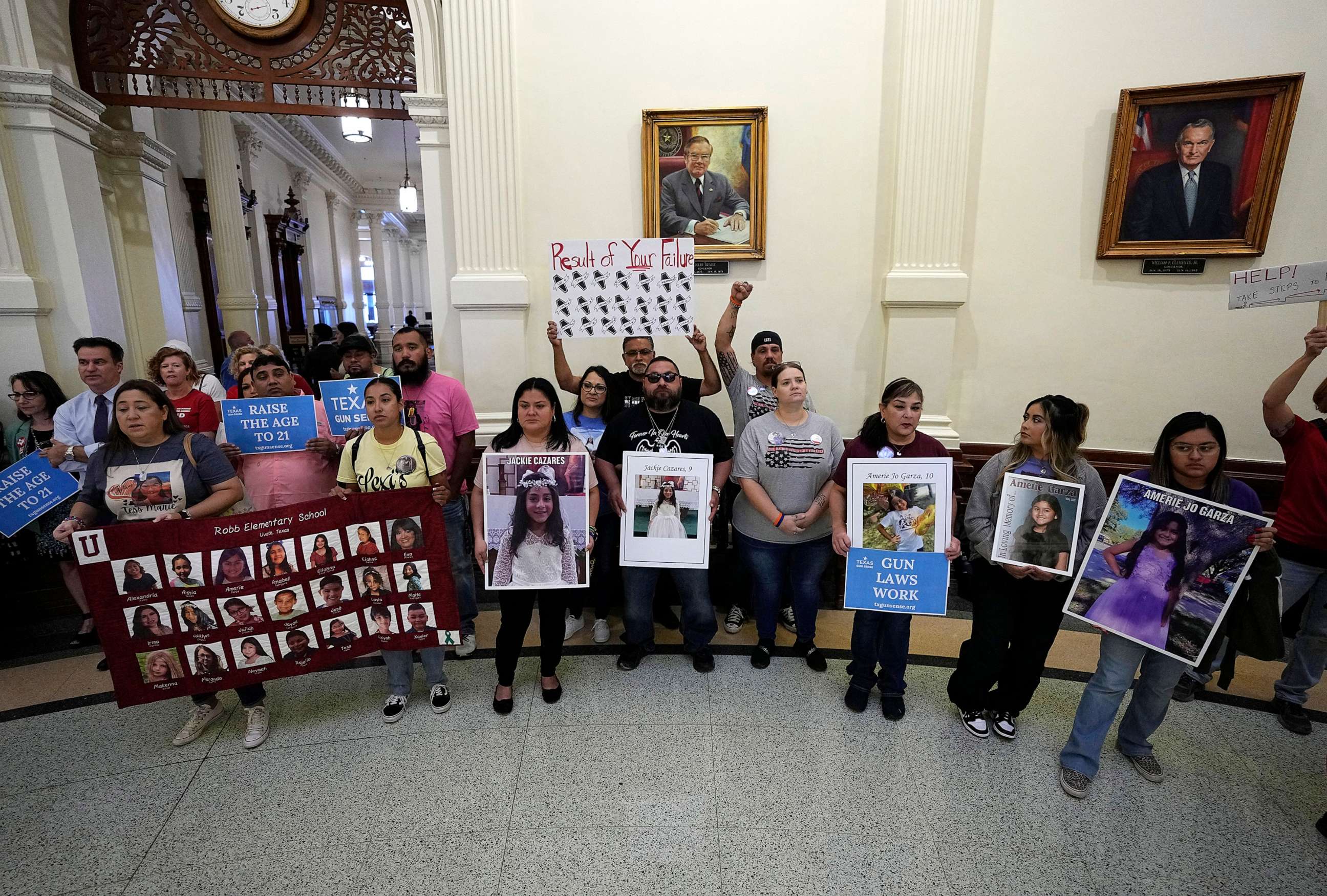 PHOTO: Protesters gather at the Texas State Capitol in Austin, Texas, May 8, 2023, to call for tighter regulations on gun sales, after a gunman killed several people at a Dallas-area mall on May 6.