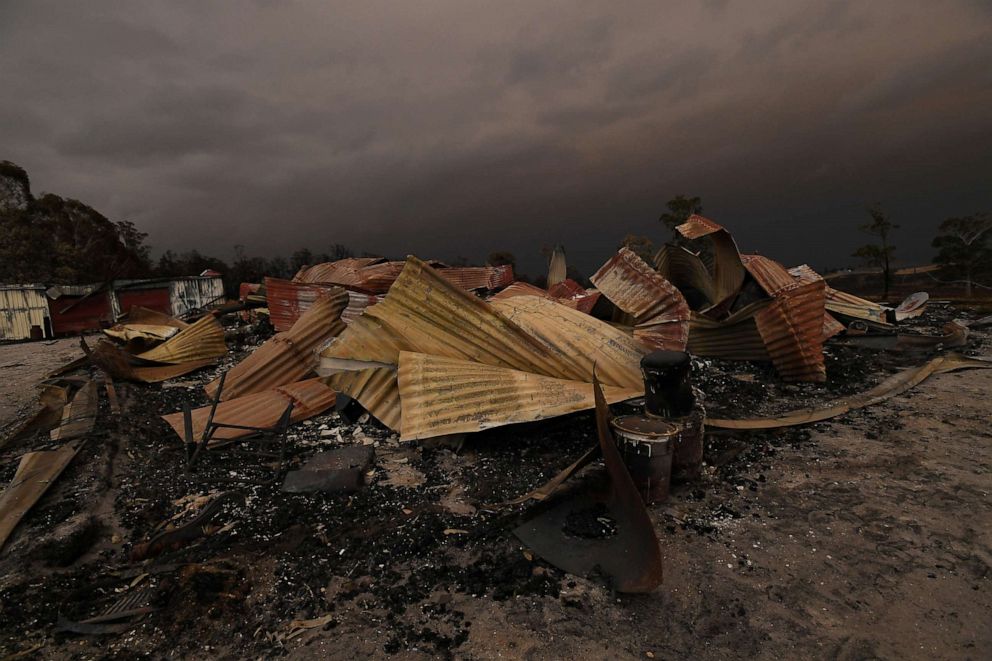 PHOTO: Remains of a burnt-out property that was impacted by a blaze in late December 2019 is seen at Bruthen South, Victoria, Australia, Jan. 4, 2019.