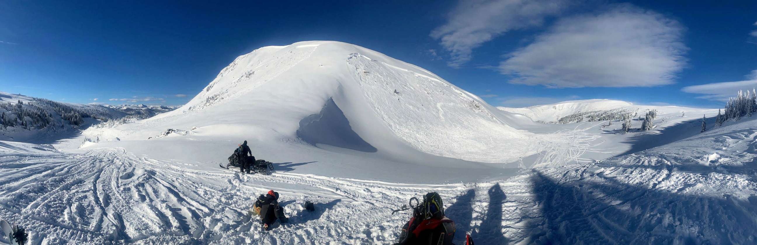 PHOTO: On January 7, 2023, at around 2:00 PM, two snowmobilers were caught, buried, and killed in a large avalanche on the east face of Mount Epworth, about 6 miles east of Winter Park.