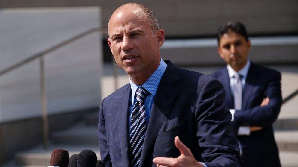 Michael Avenatti, the attorney for porn actress Stormy Daniels replies to questions by reporters during a news conference in front of the U.S. Federal Courthouse in Los Angeles on Friday, July 27, 2018.