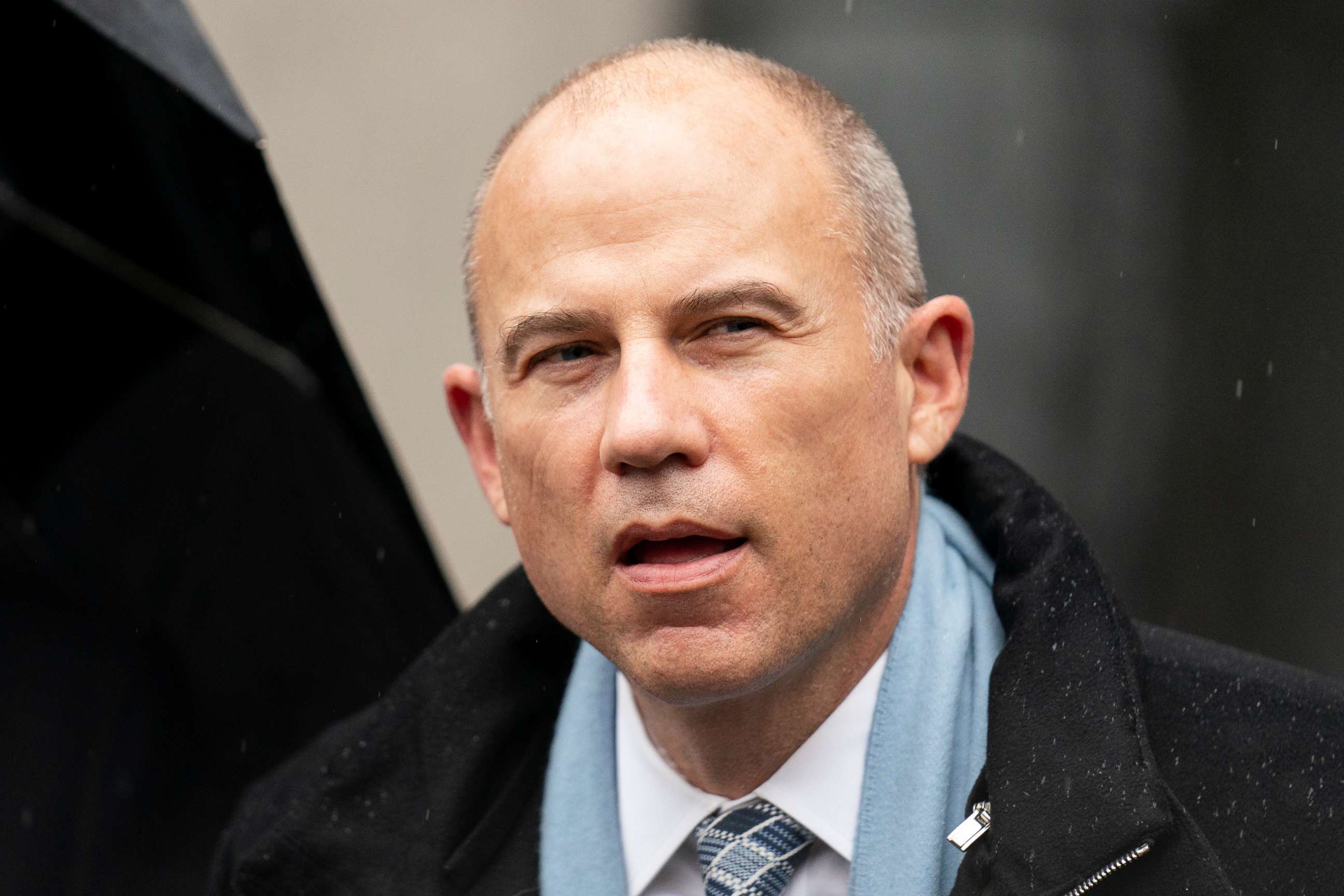 PHOTO: Michael Avenatti speaks to members of the media after leaving federal court on Feb. 4, 2022, in New York. Incarcerated lawyer Avenatti was sentenced in Southern California on Monday, Dec. 5, 2022, to 14 years in prison.