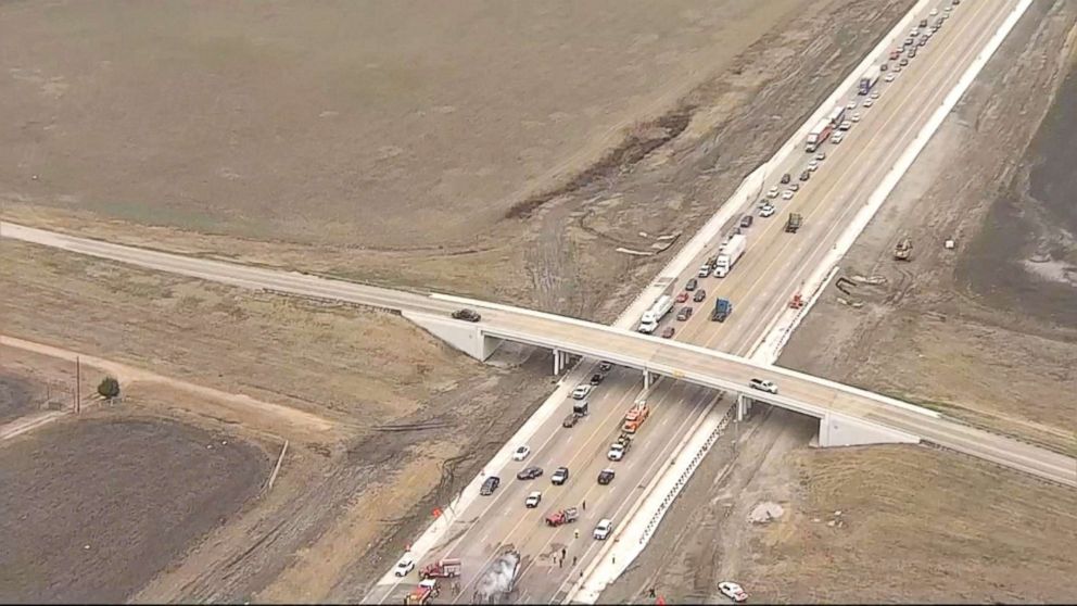 PHOTO: An 18-wheeler spilled about 40,000 pounds of avocados onto a Texas highway after crashing and catching fire, Dec. 12, 2017.