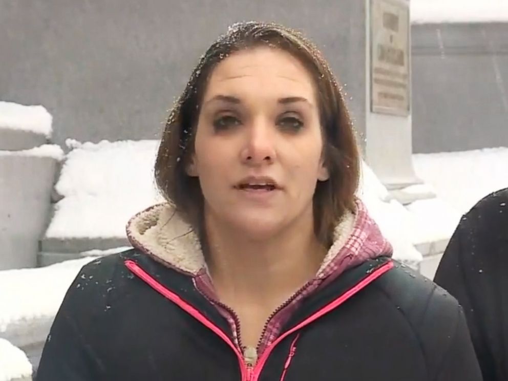 PHOTO: Trista Reynolds, the mother of a Maine toddler who vanished in 2011, speaks to the press about her wrongful death suit against the little girls father on Dec. 17, 2018.